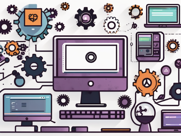 A desktop computer with the woocommerce plugin symbol displayed on the screen